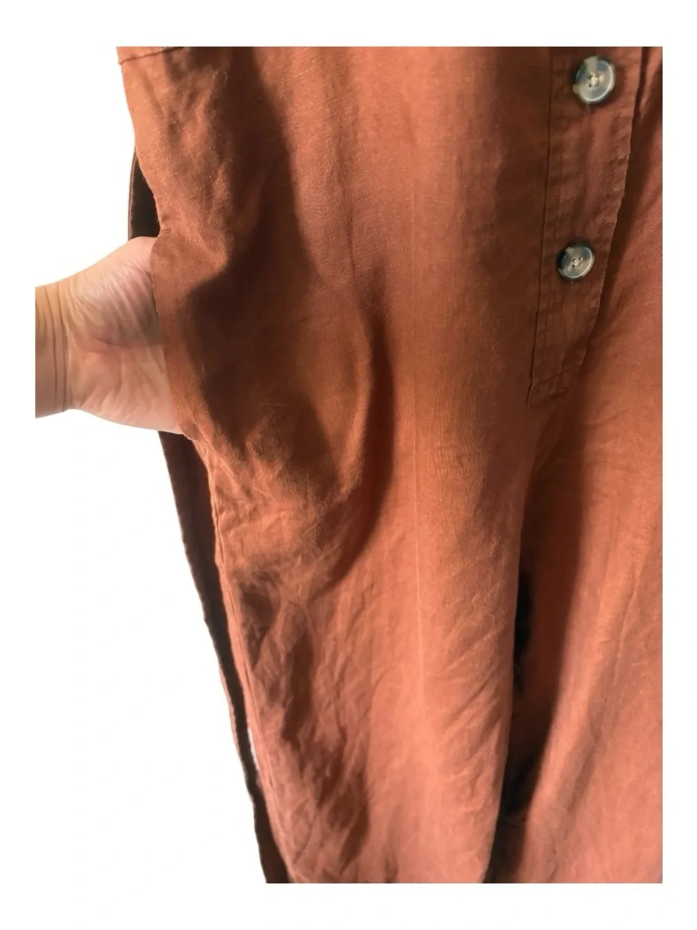 Everlane The Linen Picnic Jumpsuit Rust Orange Size 10